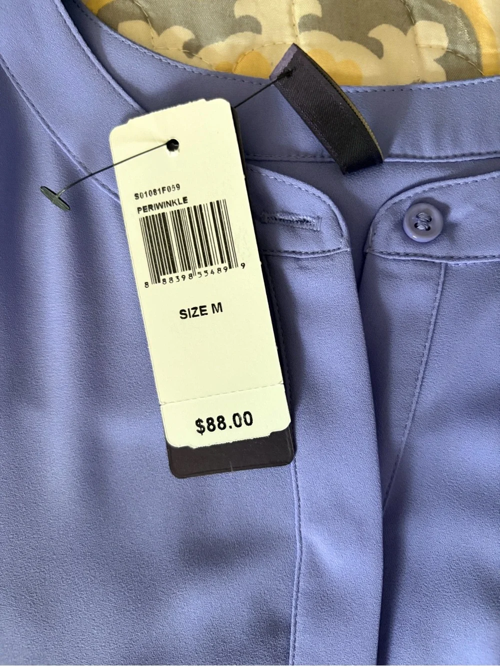 NWT NYDJ Periwinkle Pintuck Blouse 3/4 sleeve, button down, size medium